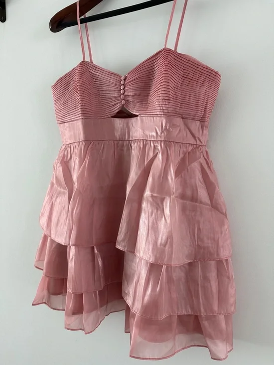 Francesca's Collections Dusty Rose Tiered Spaghetti Strap Dress - Picture 6 of 10